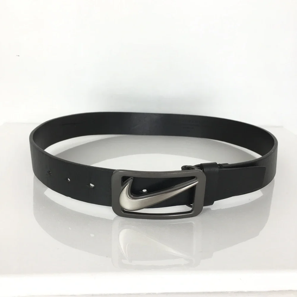 Nike Golf Large Logo Buckle Black Belt Men’s Size 34 Faux Leather